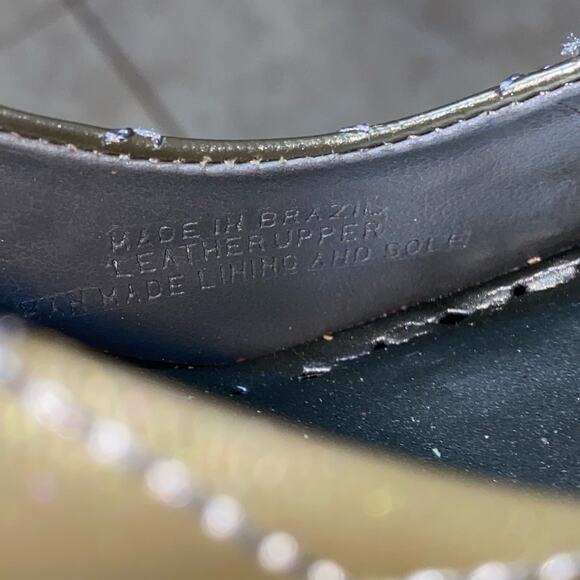 BCBGirls Quilted Black Cap Toe Leather Pump Heels Size 8.5B Army Green - Picture 13 of 15